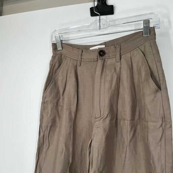 Anine Bing High Rise Pleated Trouser Pants Linen Blend - Picture 2 of 10